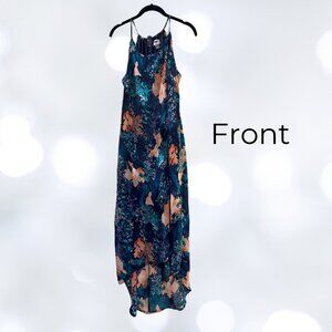 Blue Floral Summer Hi-Low Maxi Dress